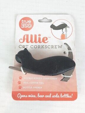 True Zoo Allie Cat black stainless steel Corkscrew